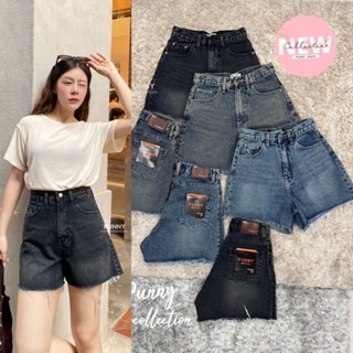 New collectionกางเกงขาสั้นผ้าไม่ยืด เอวสูง ปลายขาดตัดผ้าใส่เ…