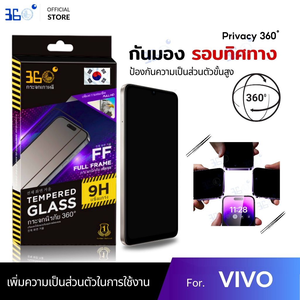 [🇰🇷360°] ฟิล์มกันเสือก360องศา Vivo/iQOO กันมองรอบด้าน ฟิล์มVivo/iQOO z9 v50 lite z9x v20pro v70 v25