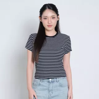 MEET ME - Top 0002 I BASIC JOYS STRIPES เสื้อครอปลายทาง
