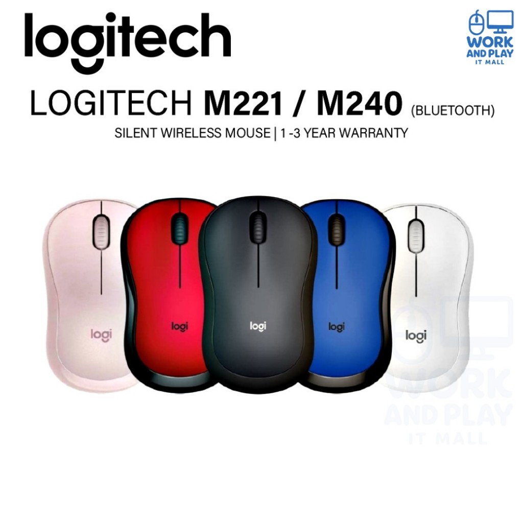 MOUSE (เม้าส์ไร้สายไร้เสียงคลิก) LOGITECH M221 Wireless / M240 bluetooth SILENT Mouse รับประกัน 3 ปี