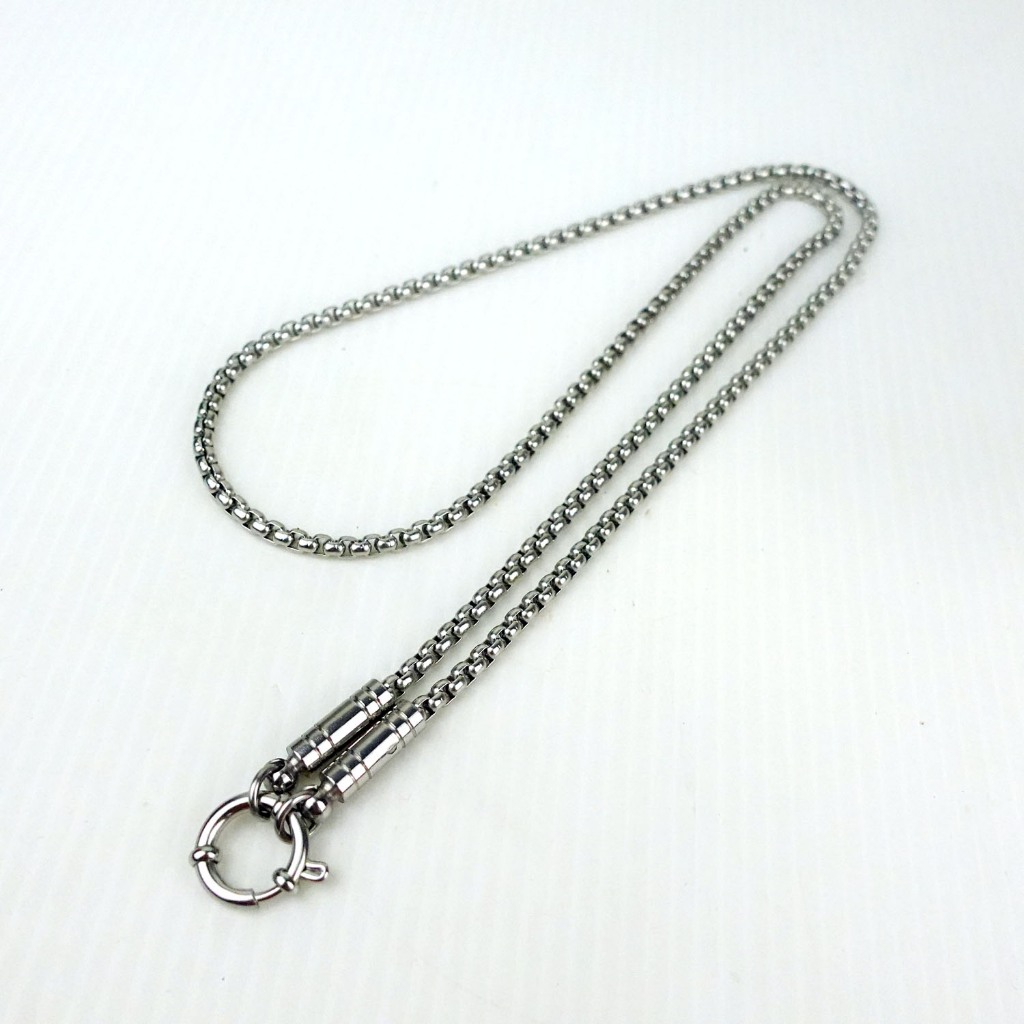 PV40 สร้อยคอ ลายผ่าหวาย หุ้มหัว 3.5 มม ตะขอ ห่วงสปริง รังดุม สร้อยคอสแตนเลสแท้ stainless necklace