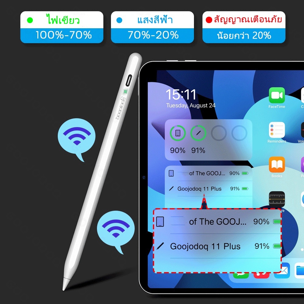 GOOJODOQ Gd11 Plus ปากกาทัชสกรีน วางมือบนจอ แรเงาได้ ปลายปากกาอัจฉริยะ Stylus Pen - รูปที่ 4