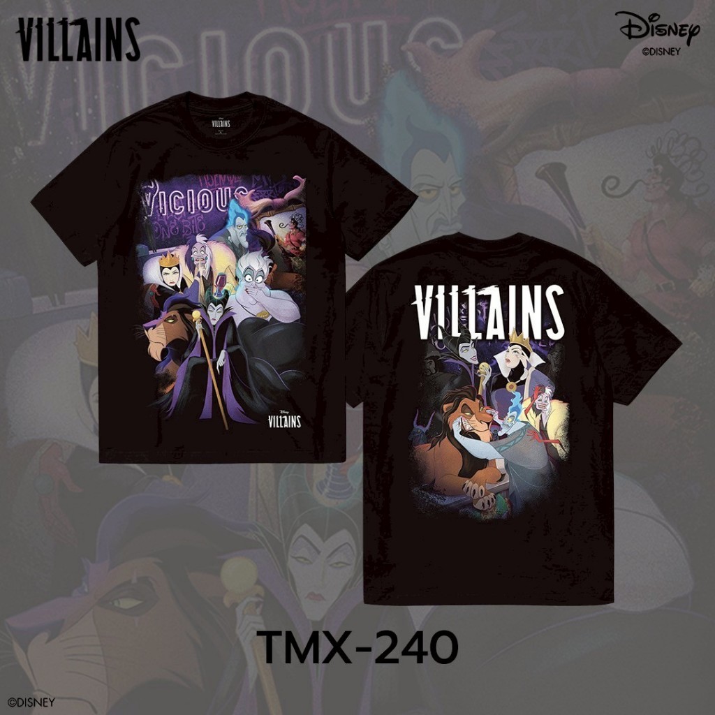 Power 7 Shop เสื้อยืดการ์ตูน "Villains รวมเหล่าตัวร้าย" ลิขสิทธิ์แท้ DISNEY (TMX-240)