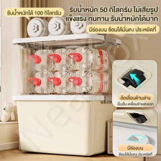 NeatBox กล่องเก็บของ กล่องพลาสติก กล่องเก็บของอเนกประสงค์ กล่องเก็บของพลาสติกมีล้อ โปร่งใส เก็บเสื้อผ้า ได้เก็บของเล่น