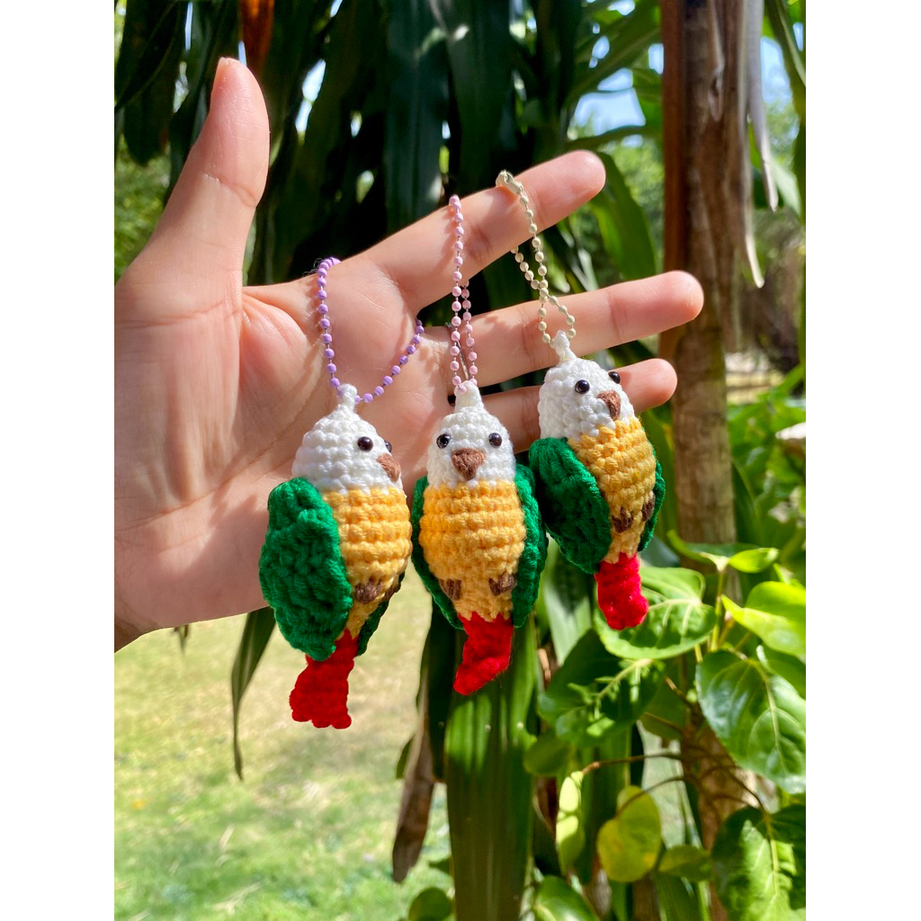 Jcraft พวงกุญแจนกแก้ว นก ตุ๊กตาถัก parrot crochet