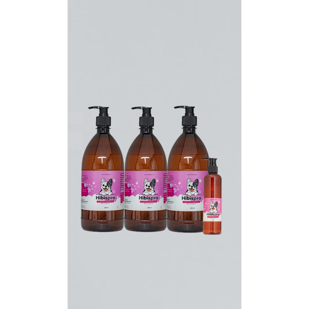 Hibispro แชมพูอาบน้ำสุนัขและแมว  สำหรับสัตว์เลี้ยงที่มีปัญหาผิวหนัง(ขนาด 1000ml. 3 ขวด แถม 250ml.)