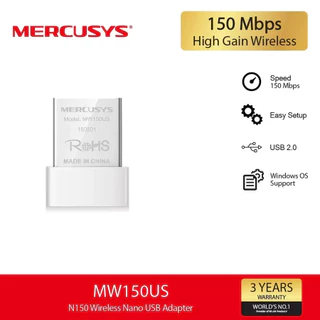 WIRELESS USB ADAPTER (ยูเอสบีไวไฟ) MERCUSYS (MW150US) N150 ประกัน 3 ปี *ของแท้*