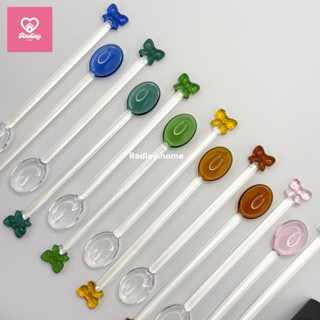 พร้อมส่งจากไทย💖ช้อนแก้วตกแต่งโบว์ มีหลายสี ช้อนชงกาแฟ ช้อนชง…