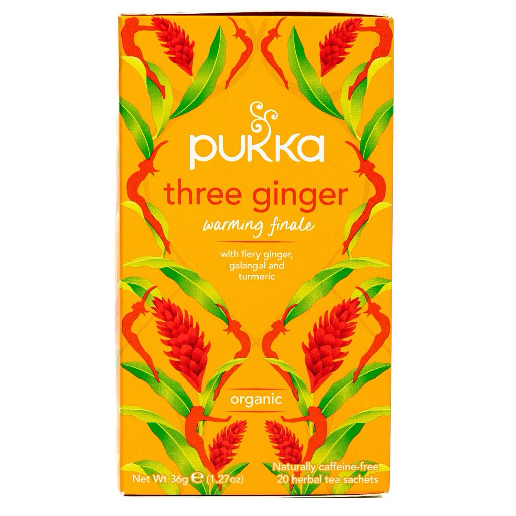 Pukka Three Ginger Tea Bags X 20 Caffeine Free 36g.