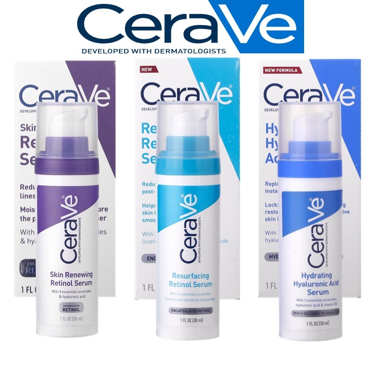 [Cearve serum] Cearve Hydrating Hyaluronic Acid/Resurfacing/Skin Renewing Retinol Serum 30ml