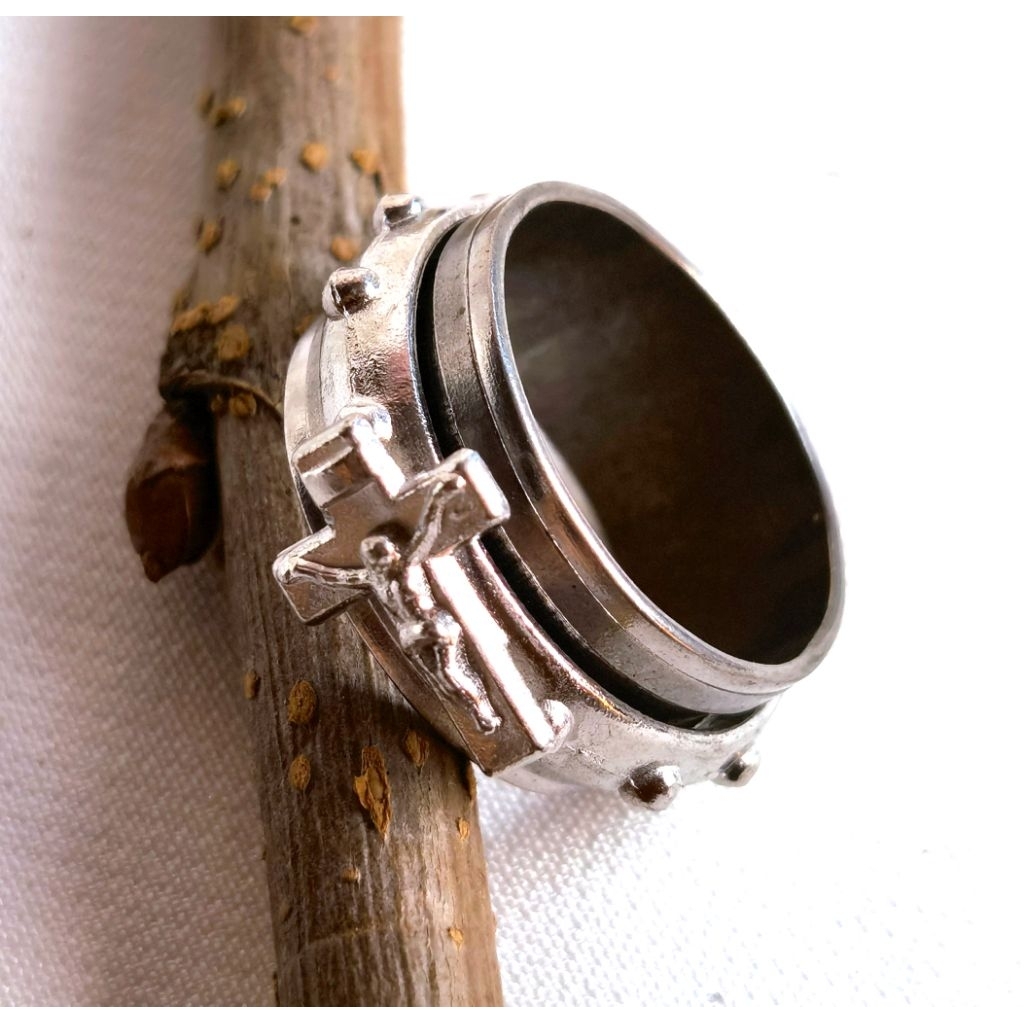 size 7, 9 แหวนเงิน แหวนไม้กางเขน แหวนหมุนได้ แหวนพระเยซู silver cross Jesus ring
