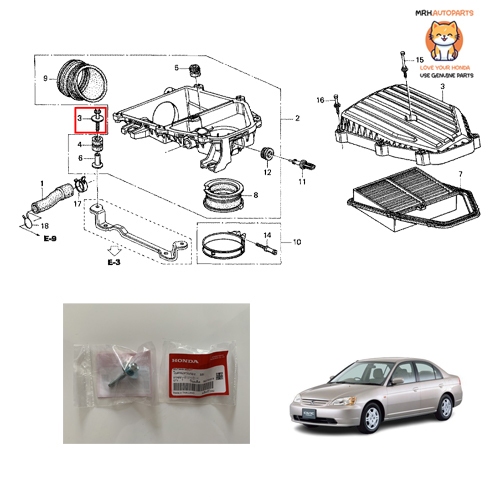 น็อตยึดหม้อกรองอากาศ Honda Civic ES 1.7 แท้ศูนย์ จำนวน 1 ตัว