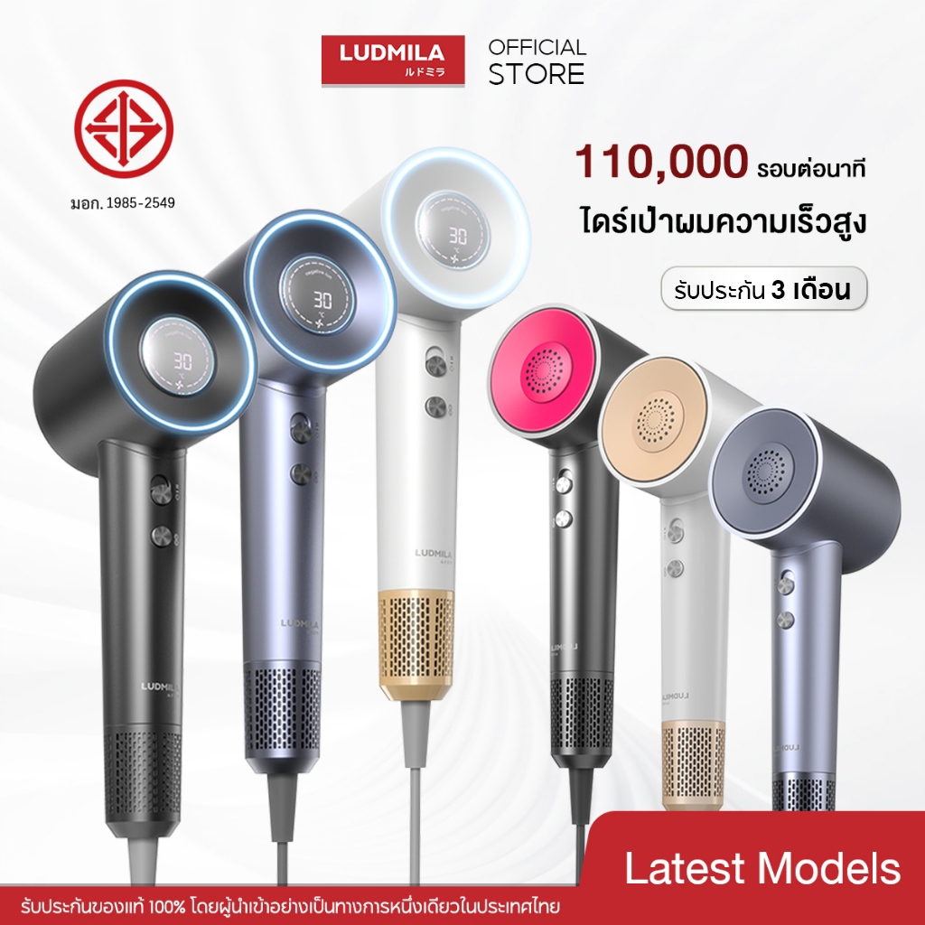 LUDMILA Hair Gleam High-Speed Hair Dryer 110000 RPM ไดร์เป่าผมความเร็วสูง เครื่องเป่าผม ลดผมชี้ฟู มีไอออนลบ เป่าผมแห้ง