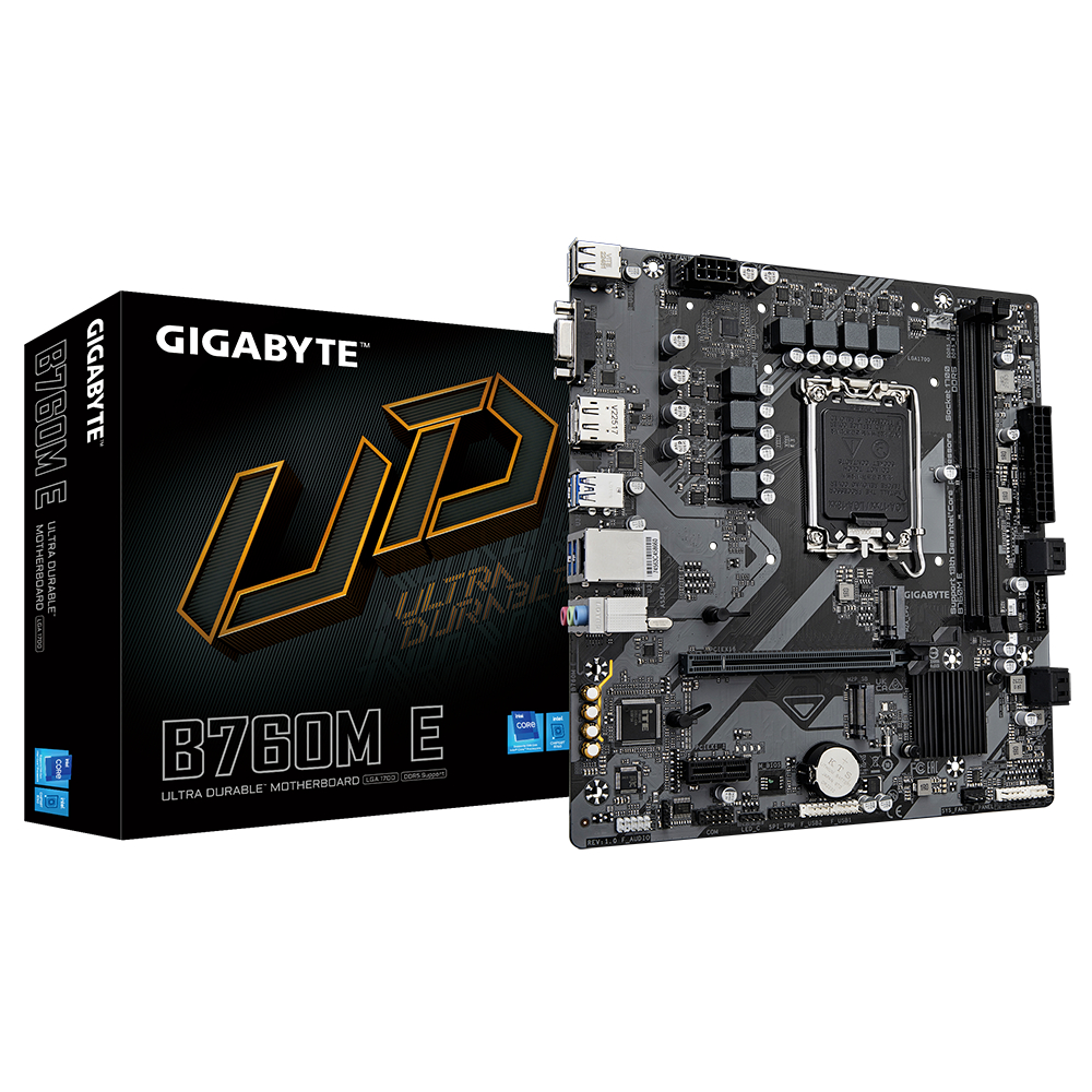 MAINBOARD (เมนบอร์ด) GIGABYTE B760M E LGA1700 DDR5 HDMI/DP/D-Sub mATX