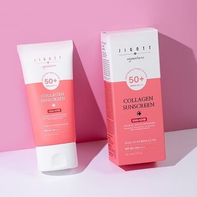 🌞ครีมกันแดด Jigott Signature 🌸Collagen 🌸Sunscreen SPF 50 PA++++ UVA+UVB