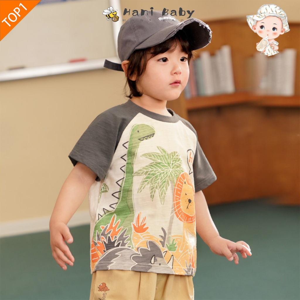 เสื้อยืดแขนสั้นสำหรับเด็กผู้ชาย1-4ขวบ เสื้อยืดแฟชั่นเด็ก พิมพ์ลายน่ารัก ผ้าคอตตอน