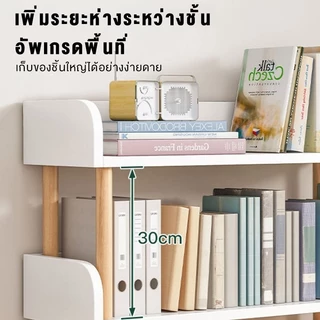 【COD】ชั้นวางหนังสือ ผลิตจากไม้เเท้ มีรั้วกั้น ชั้นวางของ ติดตั้งง่าย หลายชั้น ชั้นวางของใส่ของ bookshelf ปราศจากสารเคมี