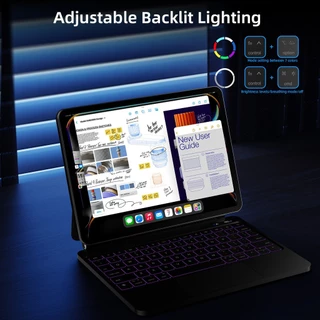 GOOJODOQ แป้นพิมพ์บลูทูธ หน้าจอแสดงผล LED พร้อมตัวยึดแม่เหล็ก Rgb Keyboard For Air4 5 6 Gen10