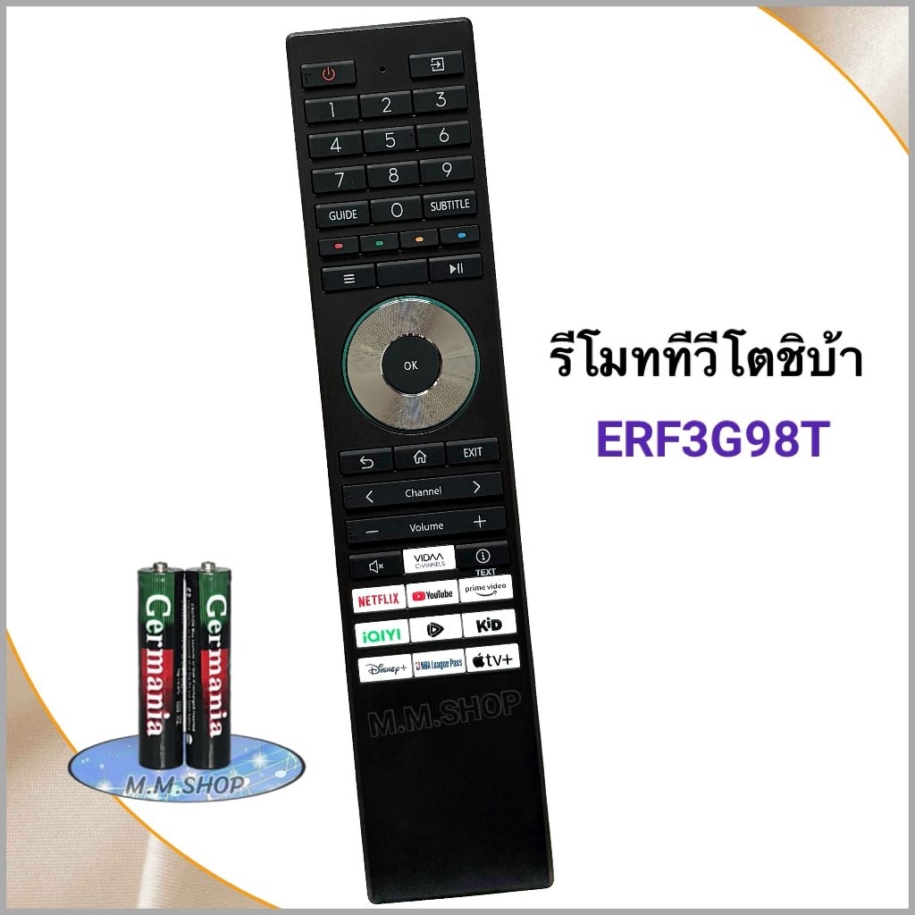 รีโมทสมาร์ททีวี Smart TV ยี่ห้อ Toshiba โตชิบา รหัส ERF3G98T, 43E31RP