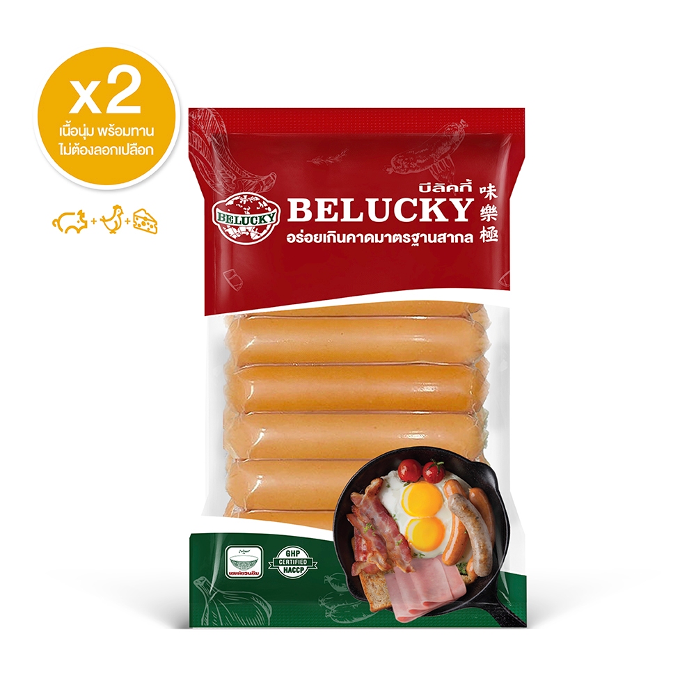 Belucky บีลัคกี้ Vienna Cheese Sausage ไส้กรอกเวียนนาชีส 500g ( 2 Pack )