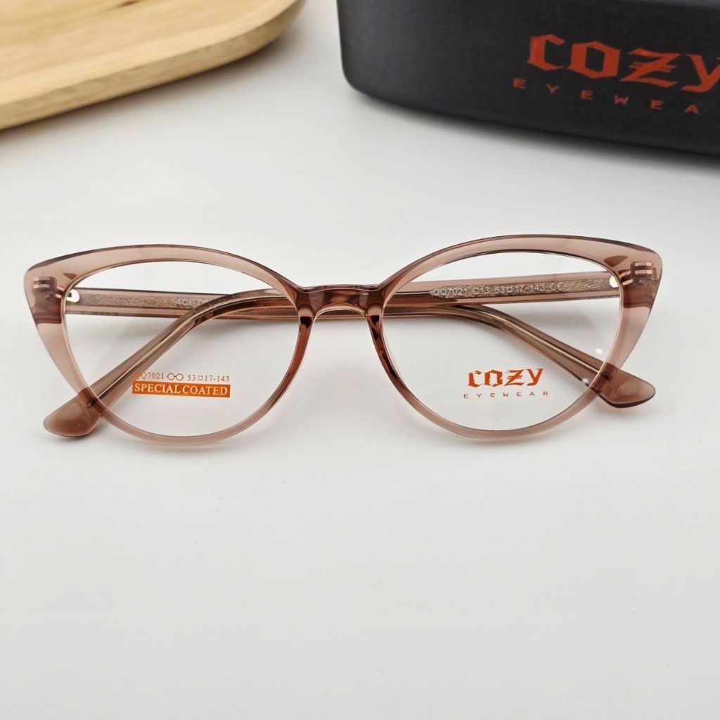 กรอบรุ่นQQ7021วัสดุAcetateทรงแคทอายแข็งแรงทนทานยืดหยุ่นได้ดี นำไปตัดใส่เลนส์สายตาได้