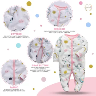 5 ชิ้น CICI baby ชุดนอนคลุมเท้า(0~เด็กน 3 เดือน~6 เดือน~9-18เดือน）คุณภาพสูง ให้ความอบอุ่น ชุดนอนเด็ก ชุดเด็ก