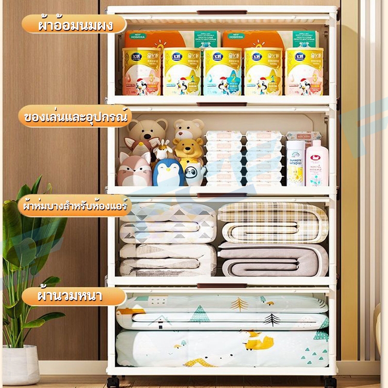 FCF ตู้เก็บของพับได้ กันความชื้น 1 ชั้น 3 ชั้น 5 ชั้น สำหรับคอนโดพื้นที่เล็ก ส่งฟรี 100L-600L - รูปที่ 2