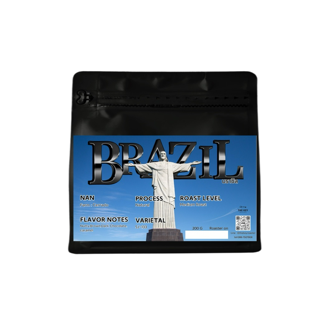เมล็ดกาแฟคั่วกลางอ่อน BRAZIL Santos 150กรัม กาแฟเดอะคีย์