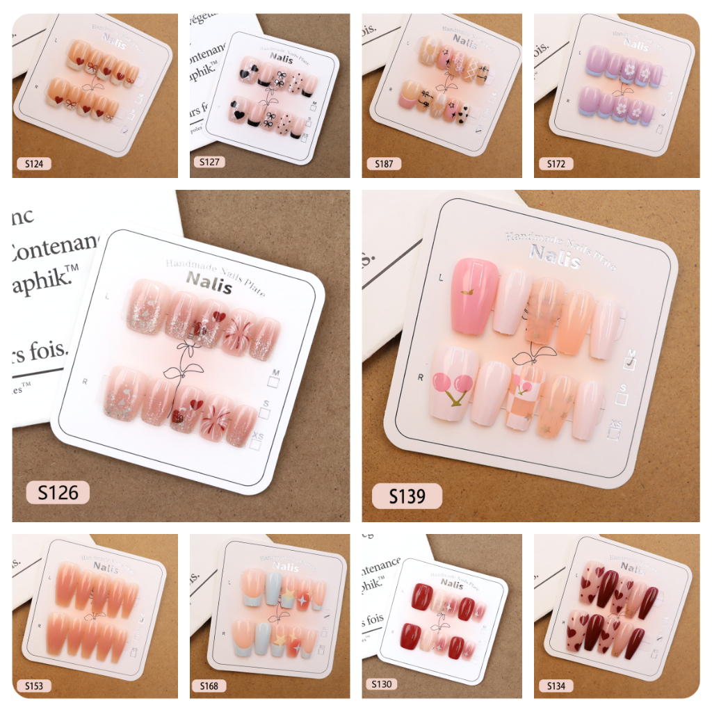 (S080-S187)พร้อมส่งไทย เล็บปลอม สไตล์โม เดิรน สีลูกแก้วแคทอายใช้งานง่าย 10 ชิ้น/เซ็ตเล็บปลอม ฟรี กาวสิริโคนติดเล็