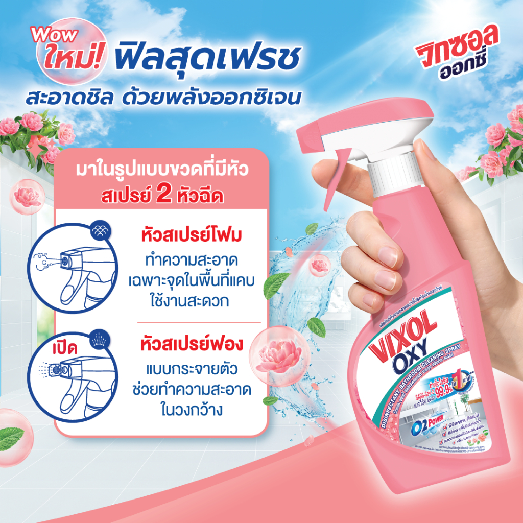 [ซื้อคู่] วิกซอล ออกซี่ น้ำยาล้างห้องน้ำและสุขภัณฑ์ 700 มล. และ สเปรย์ ขจัดคราบห้องน้ำ 500 มล. - 3