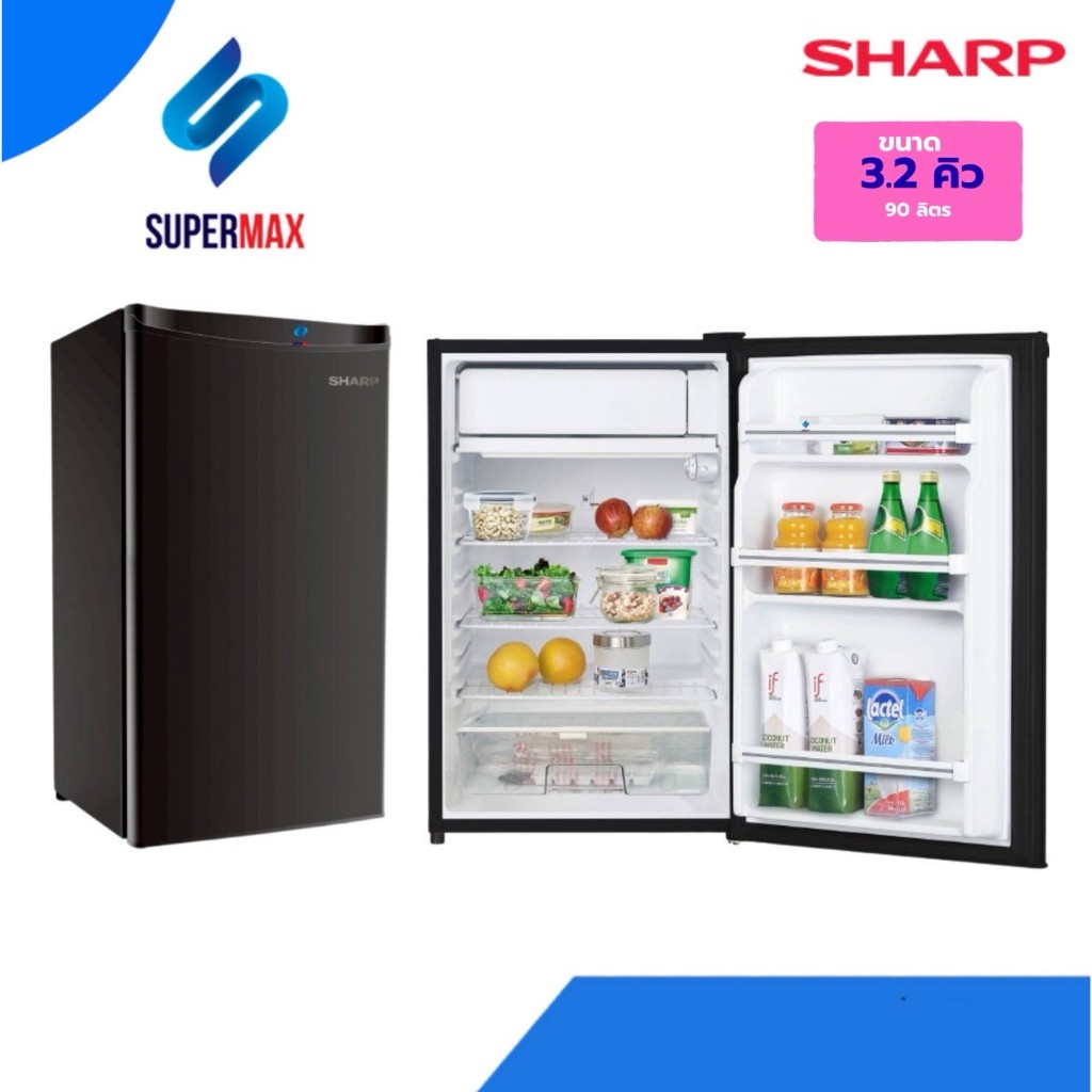 SHARP ตู้เย็นมินิบาร์ 1 ประตู ขนาด 3.2 คิว รุ่น SJ-MB90 สีดำ Black  ระบบประหยัดไฟฟ้า รับประกันคอม 5 ปี ราคา ถูกที่สุด ดีลบีเคเค รูปภาพหลัก