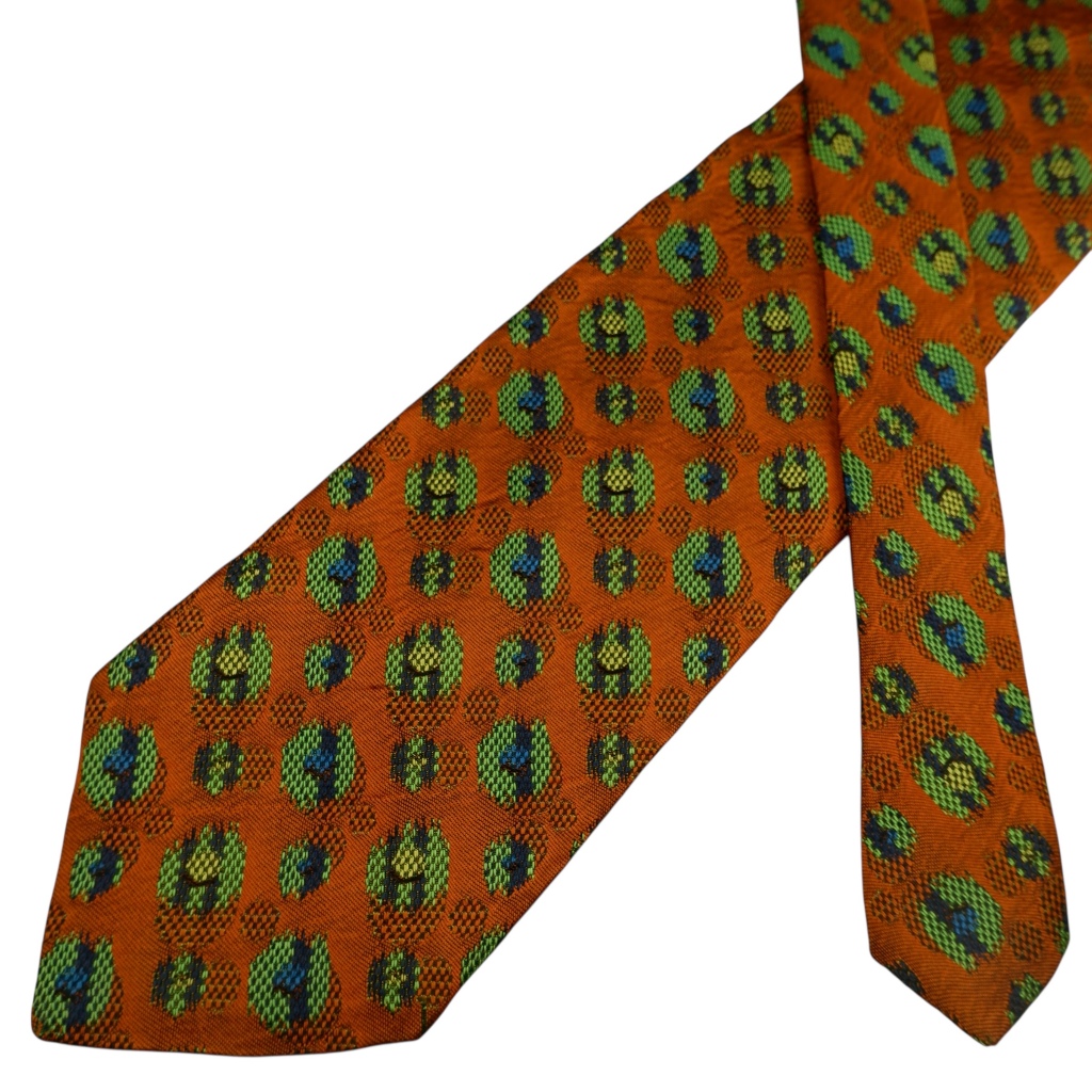 เนคไท Ermenegildo Zegna Silk Brown Geometric Italy เนคไทแบรนด์เนม ของแท้