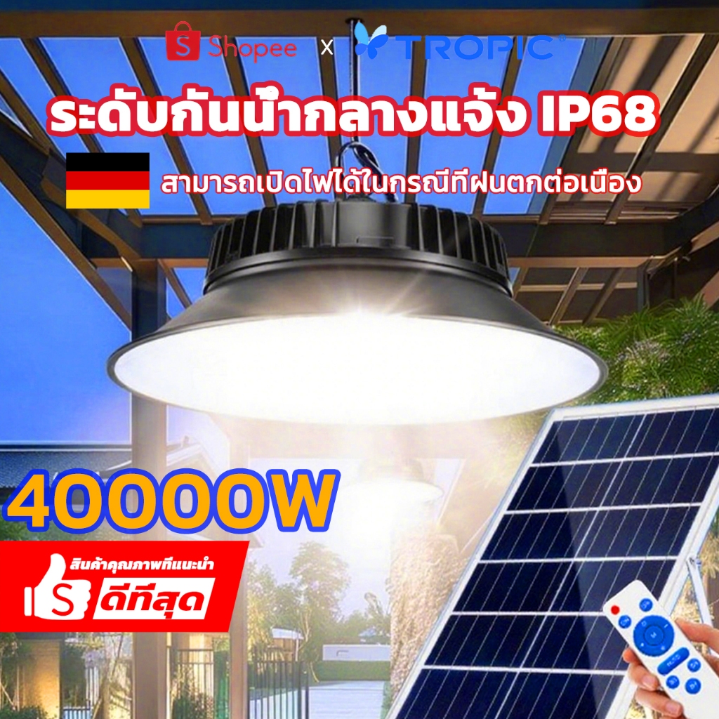 โคมไฟโซลาร์เซลล์ Solar light ไฟโซล่าเซล ไฟโซล่าเซลล์ติดเพดาน 12000W โคมวินเทจ แสงสีขาว/เหลือง/อุ่นโคมไฟติ