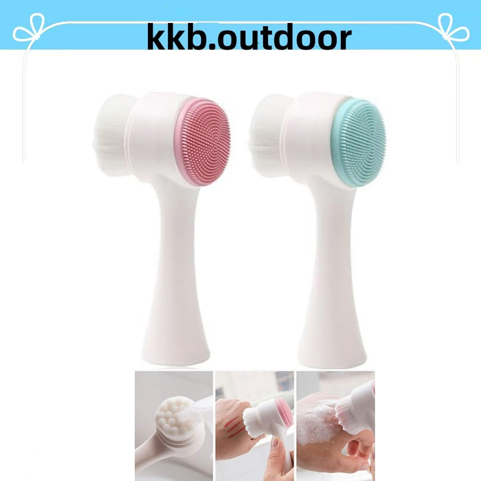 แปรงล้างหน้า แบบ2หัว แปรงขัดหน้า ขนแปรงนุ่ม ทำความสะอาดล้ำลึก ด้ามจับถนัดมือ พกพาสะดวก 1ชิ้น