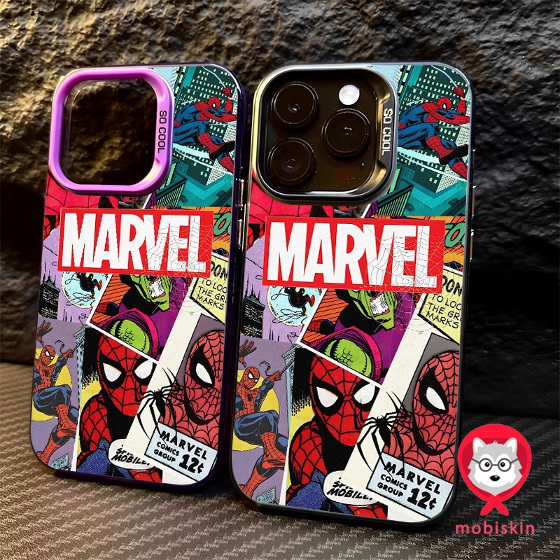 🔥COD🔥ใช้บังคับ iPhone 11 13 12 14 15 Pro MAX 14 15 7 Plus XR XSMAX กรณีโทรศัพท์ขั้นสูงโฮโลแกรมกรณีซูเปอร์ฮีโร่มาร์เวล