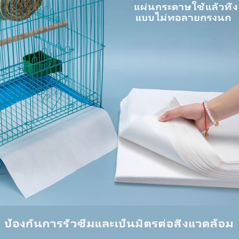 แผ่นรองนก แผ่นรองกรงนก กระดาษกันน้ำ กระดาษขยะแบบใชแล้วทิ้ง ถาดสี่เหลี่ยมสหรับนกแก้ว อุปกรณ์แผ่นรองนก