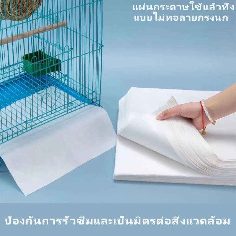 แผ่นรองนก แผ่นรองกรงนก กระดาษกันน้ำ กระดาษขยะแบบใชแล้วทิ้ง ถาดสี่เหลี่ยมสหรับนกแก้ว อุปกรณ์แผ่นรองนก