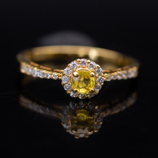 แหวนพลอยบุษราคัมน้ำทองบางกะจะ(Yellow Sapphire) ตัวเรือนCoppe…