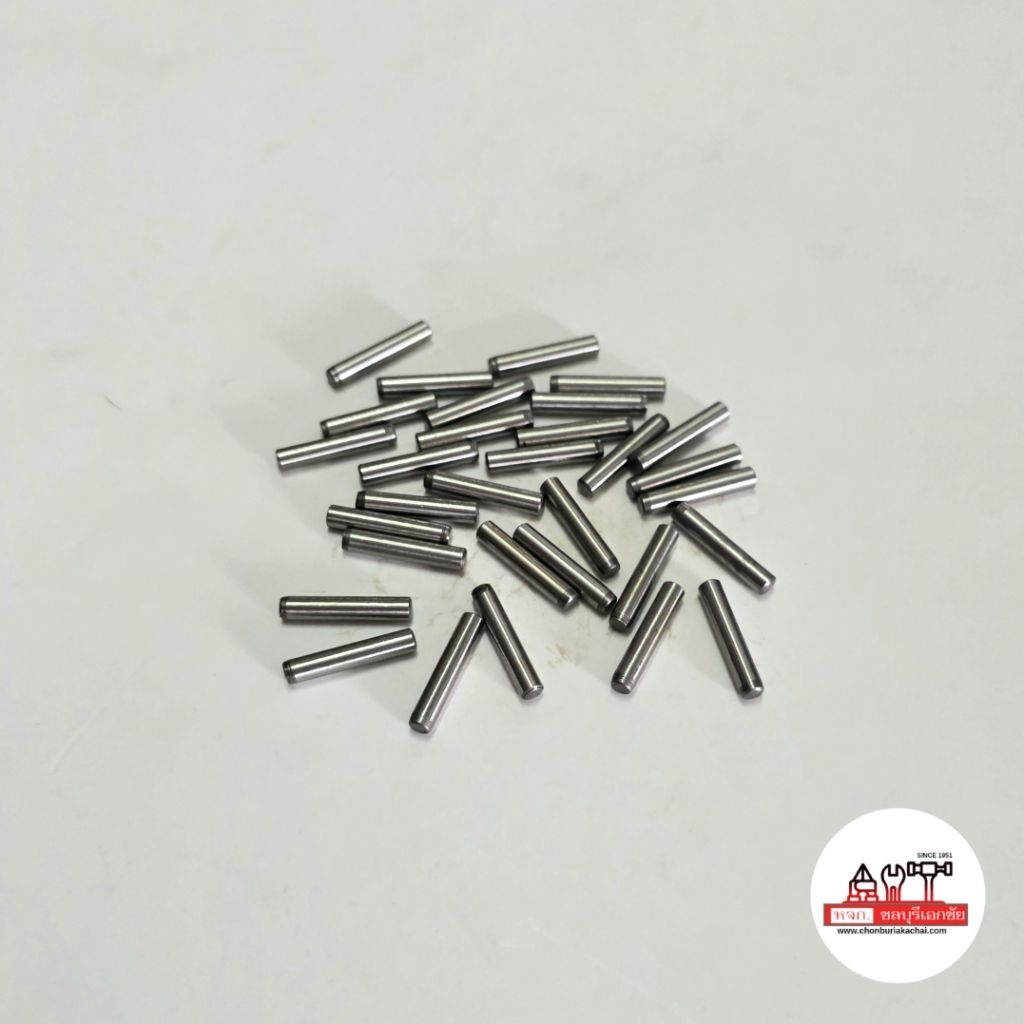 [3mm] โดเวลพิน (DOWEL PIN ) ปิ๊นเหล็กกลมตัน ปิ๊นทรงกระบอกแบบตัน ชนิดไม่มีรูเกลียว แพคละ 1 ตัว