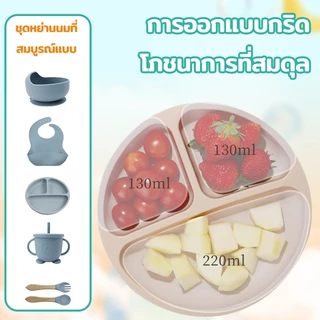 เครื่องใช้บนโต๊ะ จานกินข้าวเด็ก 8/5ชิ้นช้อนข้าวเด็ก จานกินข้าวเด็ก ชุดซิลิโคนอาหารทารกซิลิโคน ชุดให้อาหารทารกหลอด