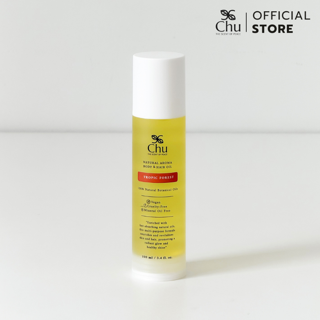 Chu Tropic Forest Aroma body&Hair Oil 100 ml. ออยด์ บำรุงผิวกาย และเส้นผมอโรม่า กลิ่นทรอปปิคฟอร์เรสต์