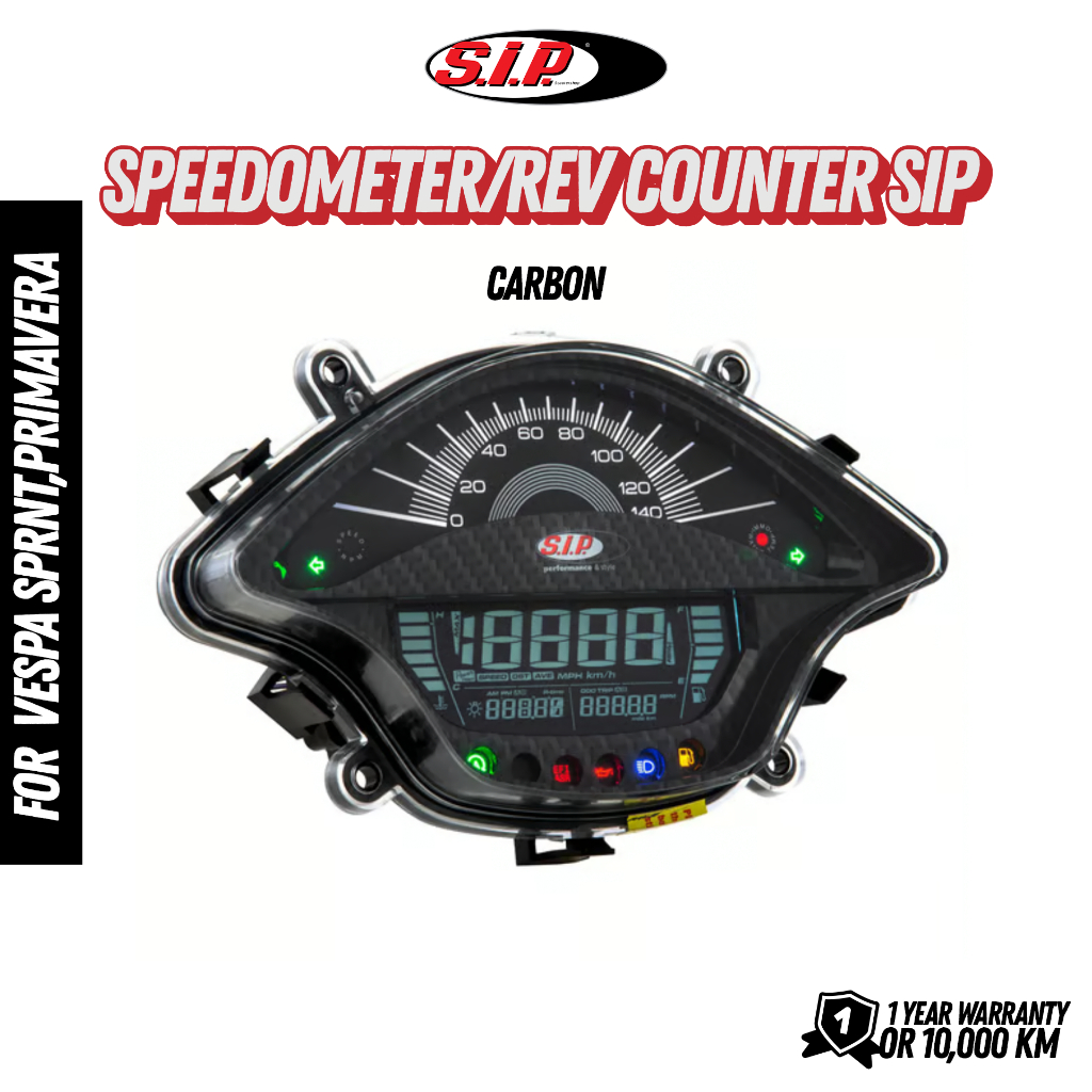ไมล์ดิจิตอล SIP สีคาร์บอน สำหรับ VESPA (PRIMAVERA SPRINT)(MV914008C)