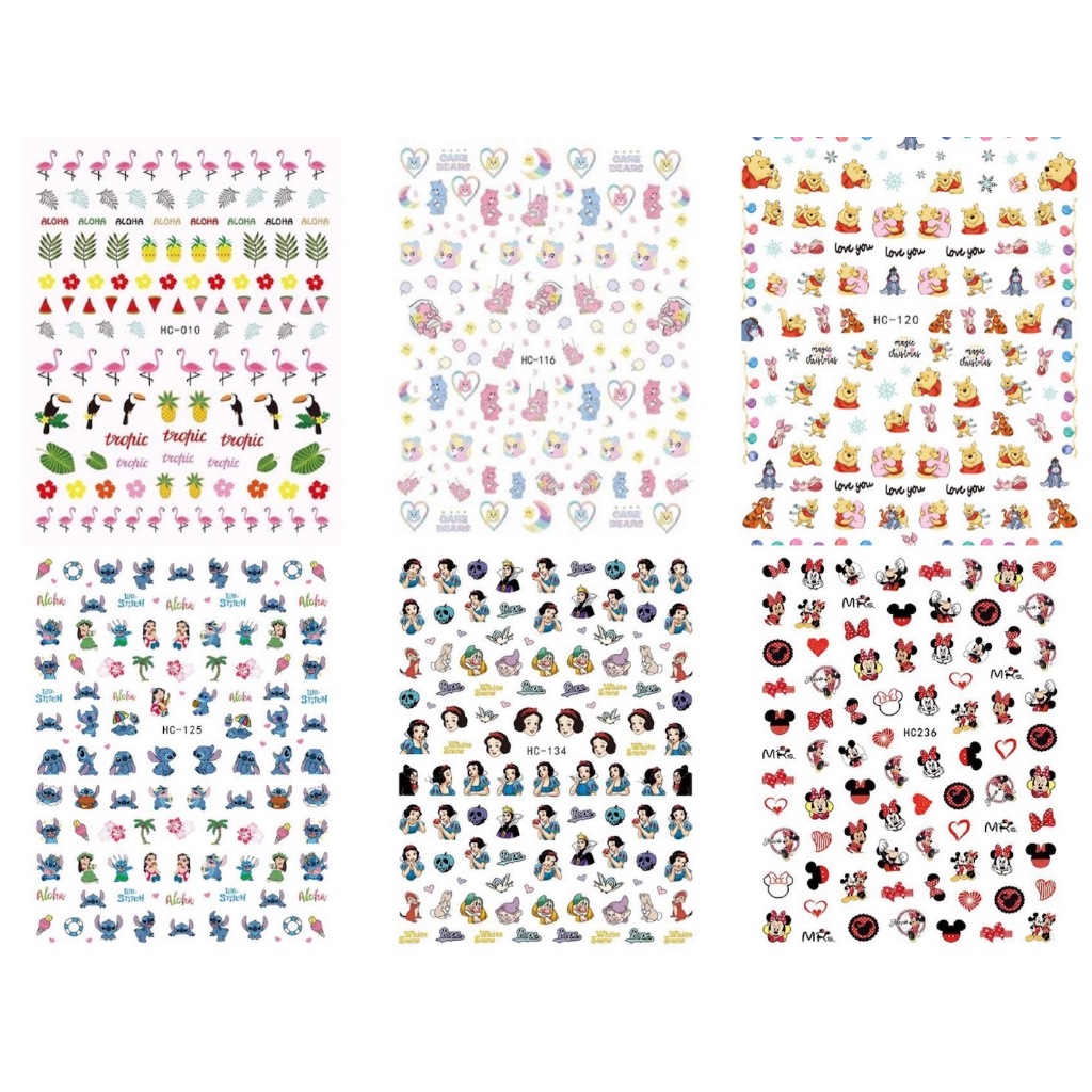 HC สติกเกอร์ติดเล็บ ลายการ์ตูน น่ารักๆ มีหลายแบบให้เลือก