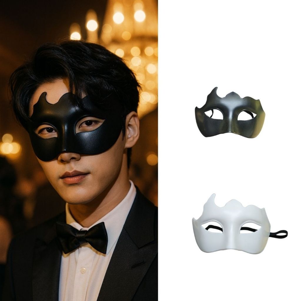 พร้อมส่งด่วน  หน้ากากแฟนซี ผู้ชายผู้หญิง งานเลี้ยงเต้นรำ Masquerade Party สีขาว/ดำ ดีไซน์หรู