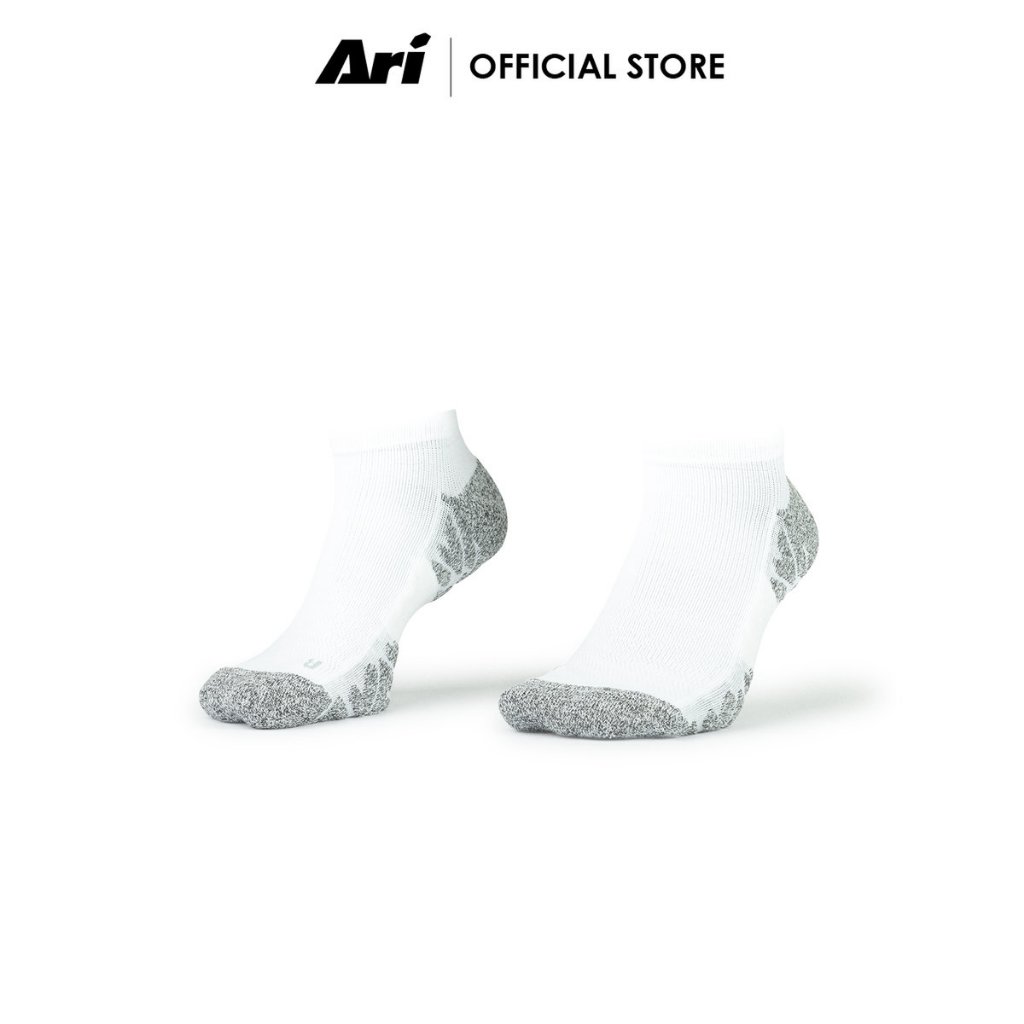 ARI HYPER WAVE CUSHION RUNNING TAB SOCKS - WHITE (AHW1492-02) ถุงเท้า อาริ HYPER WAVE สีขาว