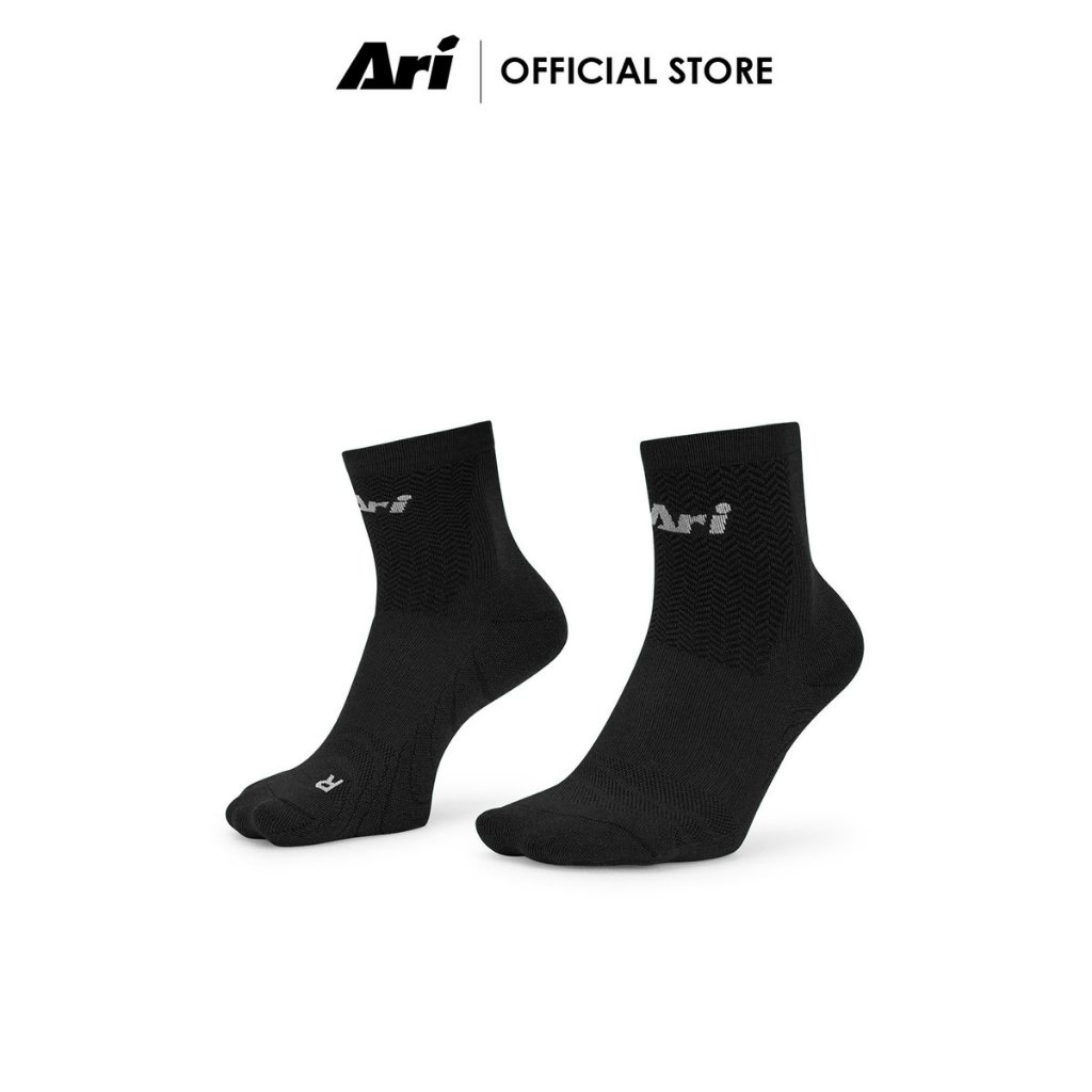 ARI TERRY QTR RUNNING SOCKS - BLACK (AHW1398-01) ถุงเท้าวิ่ง อาริ TERRY QTR สีดำ