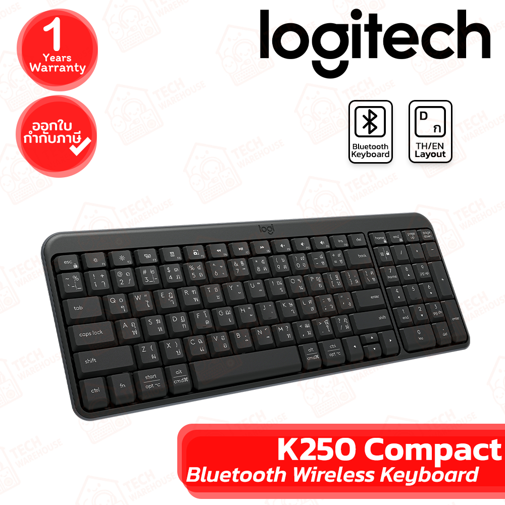 Logitech K250 Compact Bluetooth Wireless Keyboard [TH/EN] คีย์บอร์ด ไร้สาย ของแท้ ประกันศูนย์ 1ปี