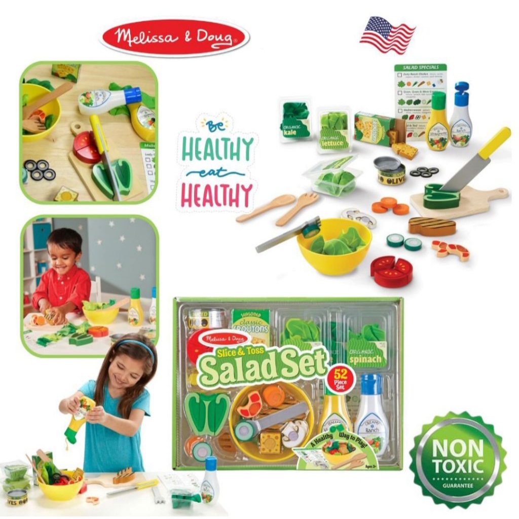 Melissa&Doug - Slice & Toss Salad Set ชุดของเล่นทำสลัดและผักครบชุด ของเล่นทำอาหาร – รุ่น 9310