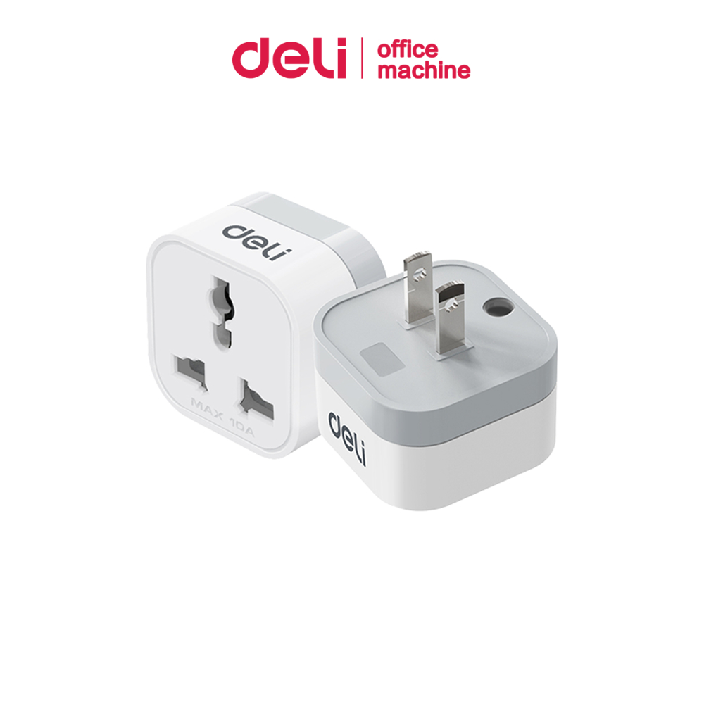 Deli หัวแปลงปลั๊กไฟ อะแดปเตอร์สากล ช่องเสียบแน่น รองรับมาตรฐานสากล พกพาสะดวก Travel Adapter