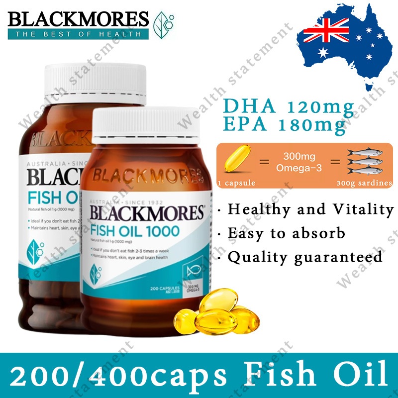 Blackmores Original flavor fish oil 1000mg Omega3 Original 200/400 Caps แบล็คมอร์ส น้ำมันปลา จากออสเ
